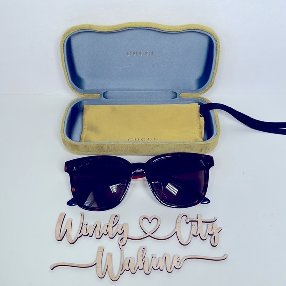 NWT Authentic Men's GUCCI Square Frame Sunglasses- Havana Blue - Picture 2 of 8